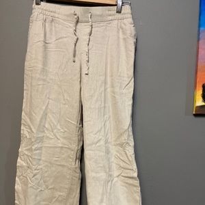 Mid-rise wide leg linen pants